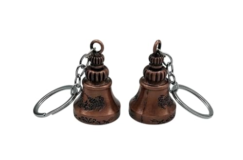 Image of Classic Antique Tibetan Temple Bell Shaped Keyring for Gift Gaurdian bell for Car Bike Bags Metal Key ring Key Chain Bag Charm Gift