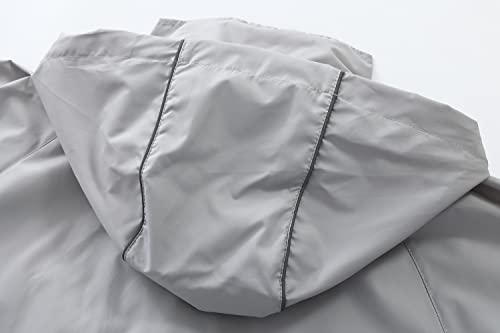 Spmor Casaco de corrida masculino leve à prova d'água embalável corta-vento, Cinza claro, GG