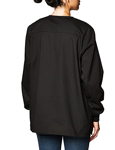 Dickies Women's Eds Signature Scrubs Missy Fit Snap Front Warm-Up Jacket, Black, X-Large #TOP2