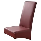 BESPORTBLE Esszimmerstuhlbezug Stretch PU Leder Ölbeständig mit Elastischem Gummiband für Wohnzimmer Küche und Veranstaltungen