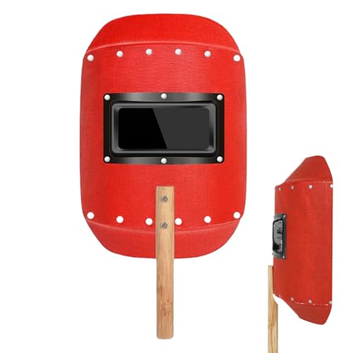 Scudo per saldatura portatile, protezione per il viso per saldatore, protezione leggera per saldatore, casco da saldatore portatile in acciaio rosso, pannello di saldatura da uomo, protezione per il