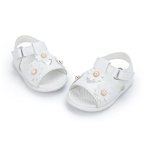Isinser Baby Girls Sandals Rubber Sole Princess Dress Flats Infant Premium Pu Leather Summer Outdoor Pearl Flower First Walkers Crib Shoes #TOP5