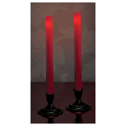 Candle Impressions 2-Pack 9" Flameless Wax-Finish Tapers w/ 5 Hour Timer, RED