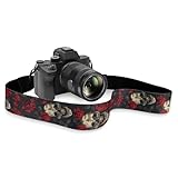 Kathyboom Rose Skull Camera Strap for Photographers, Adjustable Shoulder Straps with Quick Release Buckles for DSLR SLR Camera Neck Strap Fit for Most Cameras