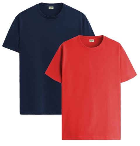 Image of ADRO Men's Cotton Regular Fit Combo Plain Solid T-Shirt Pack of 2