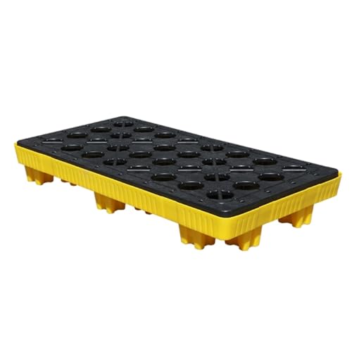 Image of WXPXYBF 2PCS Blue Spill Containment Pallets 120x60cm, Heavy Duty Polyethylene Drum Sump with Removable Grid & Drain Valve, Stackable Industrial Floor Pallet for Warehouse Safety