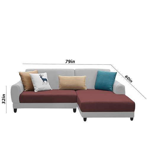 Image of Kraven RHS 4 Seater L Shape Sofa Set for Living Room (Maroon Grey Fabric) Premium Fabric Sofa