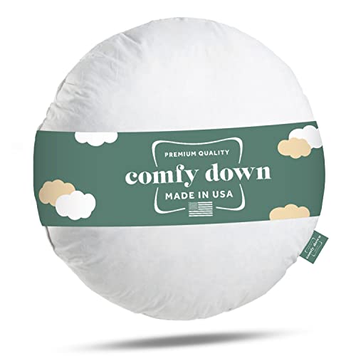 ComfyDown 95% Feather 5% Down, 32 inch Diameter Round Decorative Pillow Insert, Sham Stuffer - Made in USA