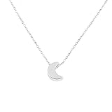 Collar de plata de ley 925 con colgante de media luna con aspecto de astro.