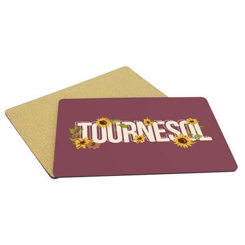 Dessous en liège rouge lot de 4 sets de table souples napperons fleurs tournesol chic - 5