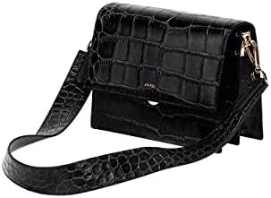 JW PEI Mini Flap Borsa a Tracolla Donna Piccola Borsa Pelle Vegana Retrò Tracolla Borse a Spalla Coccodrillo Borsetta Elegante Shopping Crossbody Bag Nero