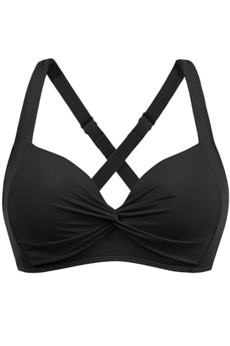 Women Underwire Bikini Top - Push Up Swimsuit Top Twist Front Swim Bra 2025 Retro Bathing Suit Black L