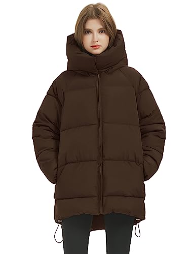 Kissonic Women's Warm Winter Coat Hooded Puffer Jacket Full Zip Long Puffer Coat with Pockets4