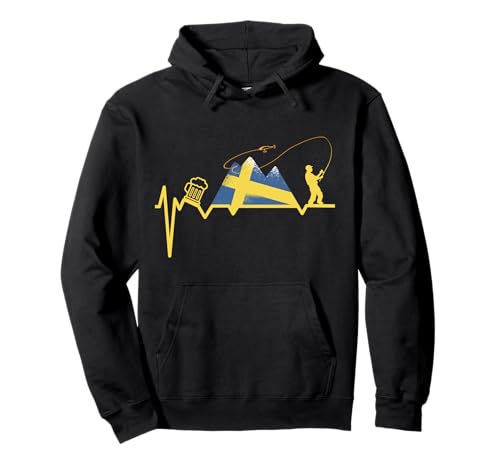 Angeln Angelnrute EKG SCHWEDEN Angeln Camping Bier Angler Pullover Hoodie