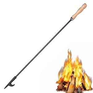 AGM Fire Poker for Fire Pit, 32″ Long Heavy Duty Campfire Poker Stick with Wooden Handle for Camping, Fireplace, Bonfires, Rust Resistant Portable Fire Pit Tools Accessories for Outdoor & Indoor