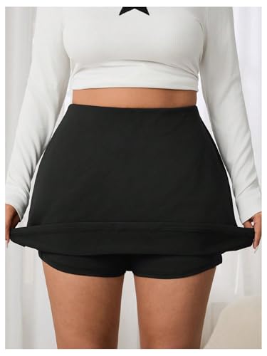 MakeMeChic Women's Mini Skirt with Shorts Aline Micro Skort Y2K Short Skirt Plus Black Large Plus