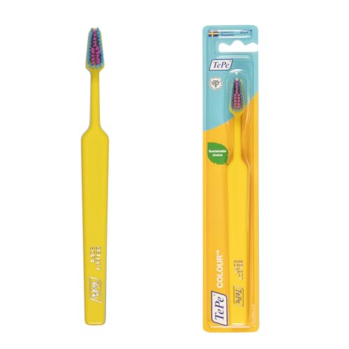 Spazzolino TePe Colour Soft, Yellow, 1pz, setole soft per una pulizia precisa e delicata, spazzolino soft per adulti e bambini più grandi