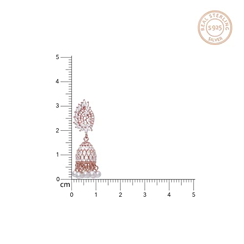 GIVA 925 Silver Rose Gold Teardrop Jhumki| Gifts for Girlfriend, Gifts for Women and Girls | With Certificate of Authenticity and 925 Stamp | 6 Month Warranty*, Onesize, Sterling Silver, Zircon