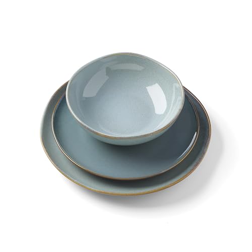 Image of Oneida 897199 Organic Shades 12-Piece Dinnerware Set, Slate Blue