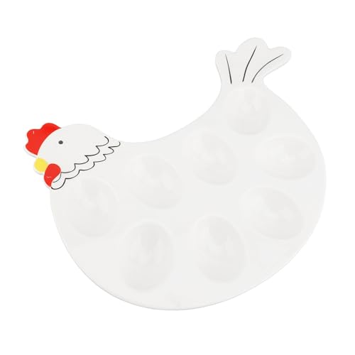 Generic Hen Deviled Egg Platter Tray, 8 Grid Egg Dish, Easy Wash Easter Platter Tray for Party, Kitchen, Refrigerator Countertop Display, Dishwasher, Microwave, Freezer Safe