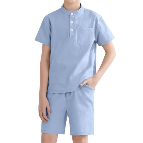 Tenue de plage Henley solide pour garçons évitant la transpiration des enfants en été