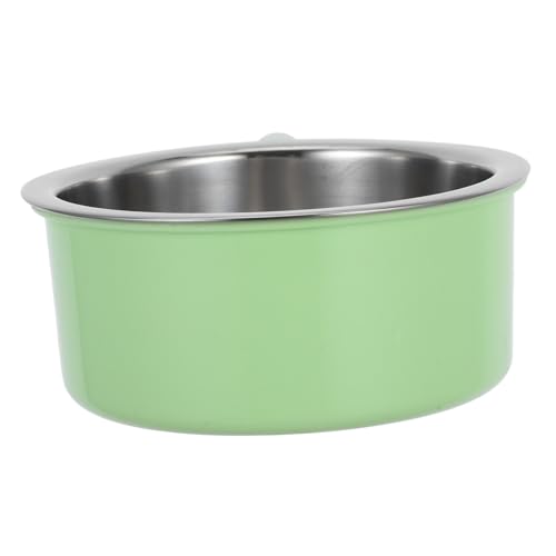 Abaodam Plato De Comida para Loros Jaula Tazón De Agua para Pájaros Comedero para Pájaros Cuenca Colgante Tazón De Pájaro Pequeño Alimentador Bol Mascota Largo Light Green Acero Inoxidable