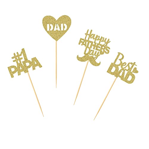 24 Pcs Love Dad Cupcake Toppers Happy Father's Day Theme Beard Bow Tie Father Happy Birthday Party Decoration Dessert Insert Mgpferd #TOP3