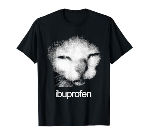 Funny Ibuprofen Cat Meme Tee Cringe Ugly Feline Face T-Shirt for Men Women