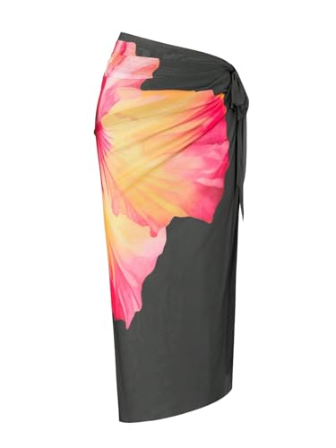 Image of ZAFUL Women's 3 Piece Swimsuit Floral Halter Triangle String Bikini Tie Side Bottom with Boho Cover Up Skirt