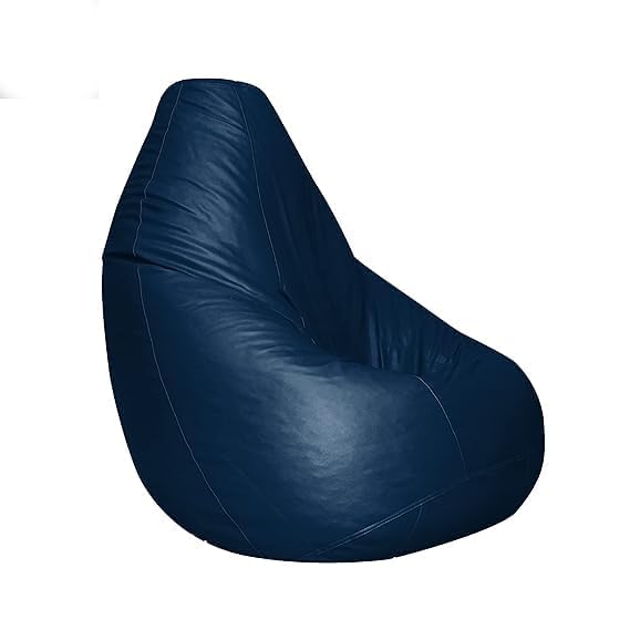 Image of Bean Bag Cover 4XL Without Beans with Footrest and Cushion Lounge Chair Luxury Bean Bag Cover with Footrest Without Beans 4XL (Navy Blue New)