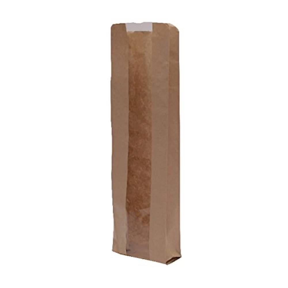 MyCafe Kraft Window Baguette Bags, Paper, Brown, 37 x 31 x 19 cm