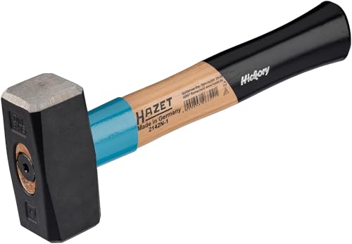 HAZET Hammer 2142N-1, Length: 260 mm, 1000 g Hammer Head, Vibration-Absorbing Hickory Handle, High-Alloy Quality Steel for Long Service Life