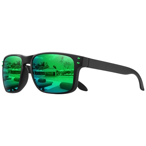 MEETSUN Polarized Sunglasses for Men Women Sports Driving Fishing Glasses UV400 Protection, Black-green Mirror Lens, Standard