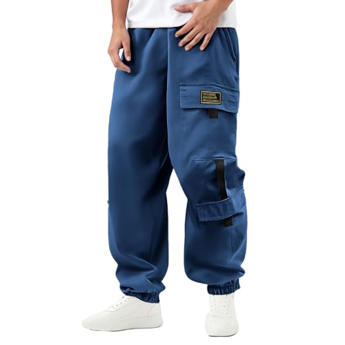 Hawyet Mens Carsual Cargo Pants Elastic Waist Drawstring Multi Pockets Ankle Length Quick Dry Summer Joggers
