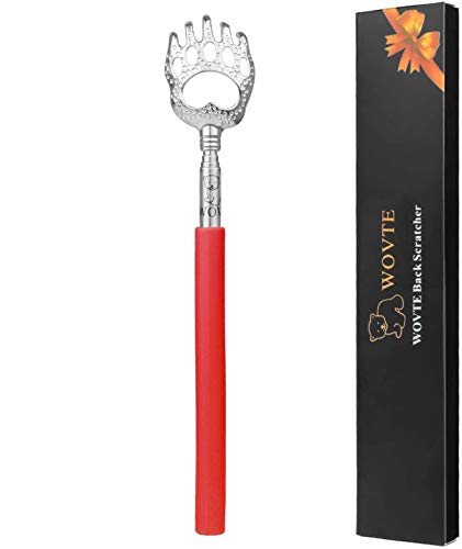 孫の手 まごの手 WOVTE伸縮 携帯 伸びる孫の手 ステンレス製 かゆいところに手が届く 伸縮自在 伸長時約58ｃｍ (レッド)