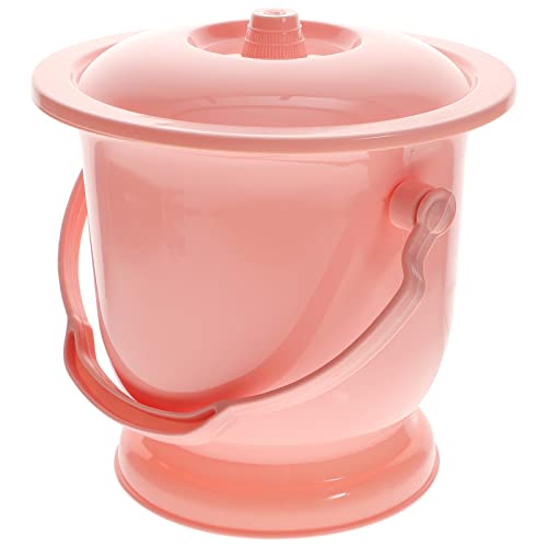 Bedside Commode Bucket Chamber Pot with Lid Handle Urine Pots Urine Bucket Potty Urinal Bottle for Home Pink Portable Toilet for
