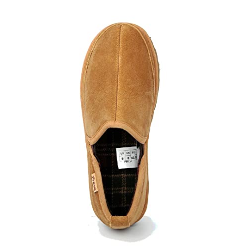 Pamir Men's Genuine Suede Indoor Outdoor Slippers Slip On Moccasin Shoes Chestnut Size 10 #TOP1