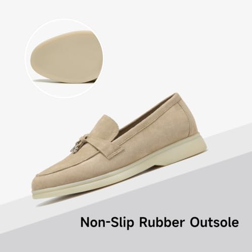 Image of BEAU TODAY Women's Suede Loafer Flats，Slip On Penny Loafers Work Shoes