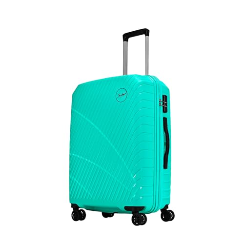 Skybags Streax Medium Size (Check-in) Hard Case Trolley Bag, Turquoise | Stylish Sculpted Ridges, Durable Polyproylene Case,8-Wheels, Combination Lock