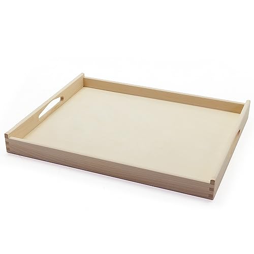 HolzFee Tablett Holz Serviertablett 50 x 40 cm, Holztablett, mit Griffen, Küchentablett Frühstückstablett, TBL 5040-Natur