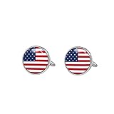 CuffSecret Manschettenknöpfe Edelstahl poliert rund Foto USA-Flagge