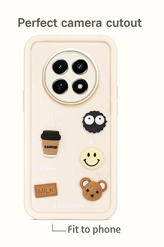 Image of COLORflow Back Cover Compatible with Realme 13 Pro 5G / 13 Pro Plus 5G | Cute Fun Cartoon 3D Ball Coffee Silicone Case (White) | Designer Camera and Body Protected Back Cover