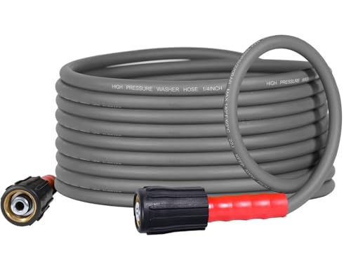 YAMATIC Super Flexible Pressure Washer Hose 25FT 1/4", Kink Resistant Power Washer Hose Replacement for Flexzilla Uberflex Ryobi Troy Bilt Honda Leak-Free M22 Fittings, 3200 PSI, Grey
