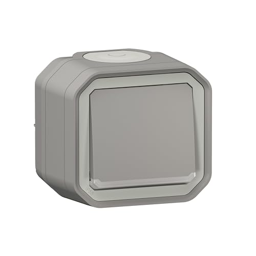 Interrupteur ou va et vient témoin LEGRAND avec voyant étanche Plexo Gris 10A 250~ IP55 IK08 livré complet pour fixation saillie