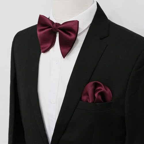 Image of Luckyvestir Oversized Bow Ties for Men, Pre Tied Clip on Men's Black Bowtie for Wedding Tuxedo Banquets Formal Wear