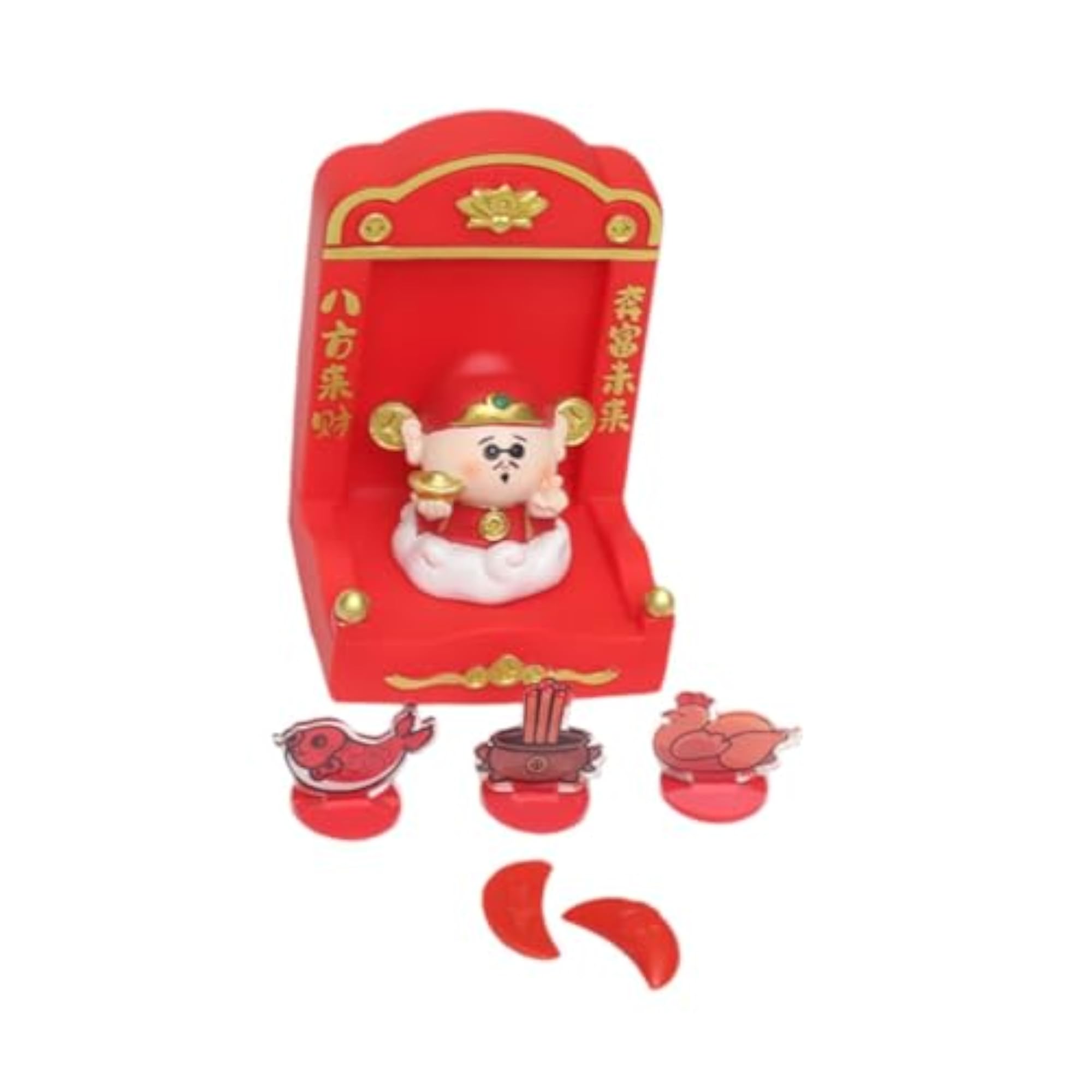 Chinese Deity Statue with Tribute Set for Home Décor