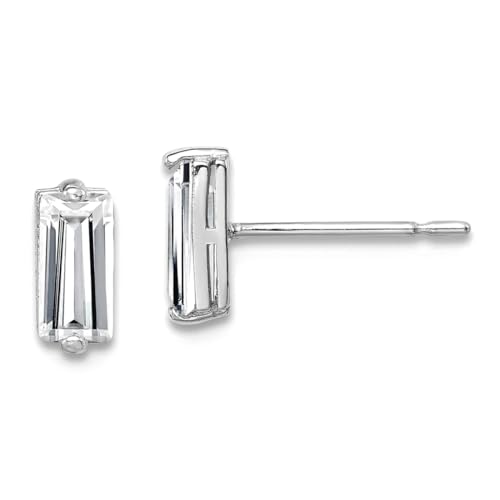 Boucles d'oreilles or blanc 10 carats pour oreilles sensibles avec zircone hypoallergénique