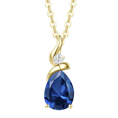 FANCIME Blue Topaz Necklace 14K Solid...