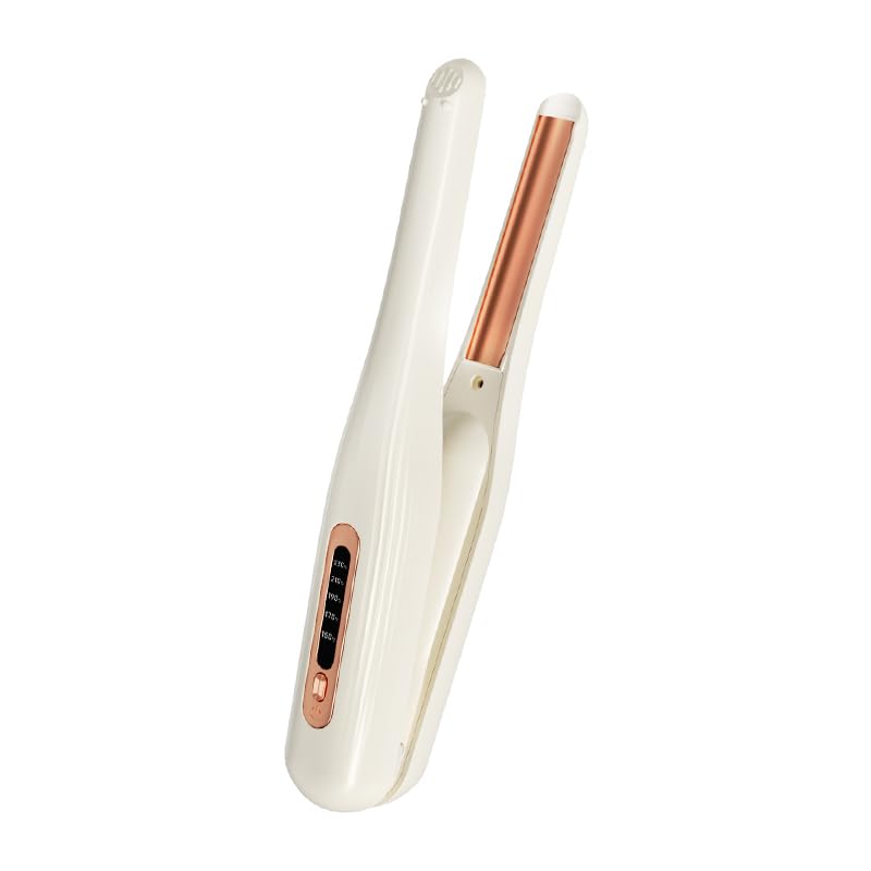 PLUZZ 2-in-1 Wireless Hair Straightening & Curling Iron, Ultra-Light 2 Way Cordless Styler with 200M Negative Ions, Ceramic Arched Plates for Smooth