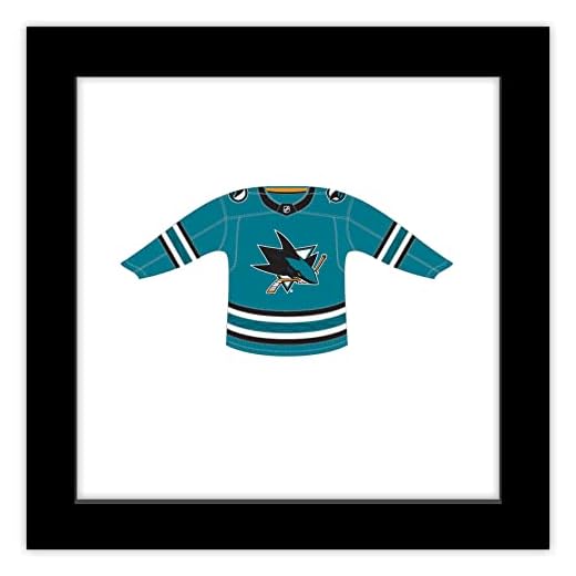 Trends International Gallery Pops NHL - San Jose Sharks - Home Uniform Front Wall Art, Black Framed Version, 12" x 12"